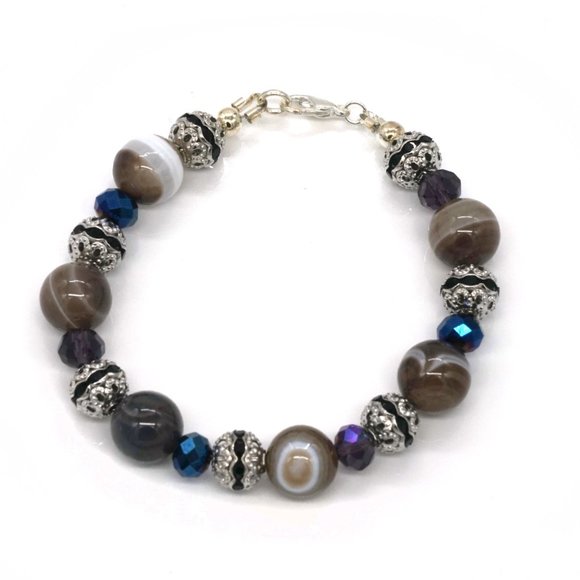 Bracelet with earth color stones and lobster clasp. - Picture 2 of 2